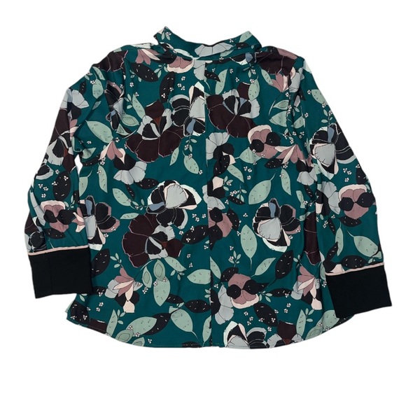 Eloquii Y2K Button Down Floral Shirt Green Pink Black Blouse Size 16 - Picture 2 of 7